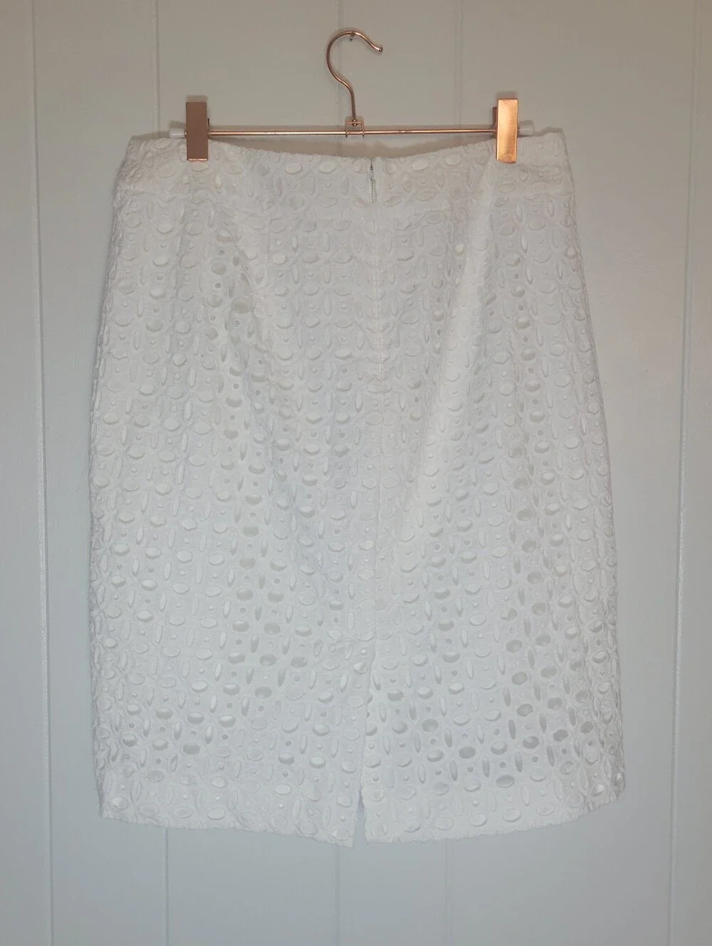 Banana Republic White Floral Eyelet Pencil Skirt Bridal Shower Party Cotton 6